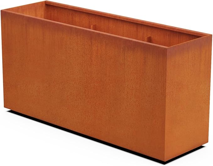 Plantercraft Corten Steel Planters | 60x18x30 Large Rectangular Planter for Outdoor Plants | Extra Large Outdoor Planter Box for Modern Landscape & Privacy Screen