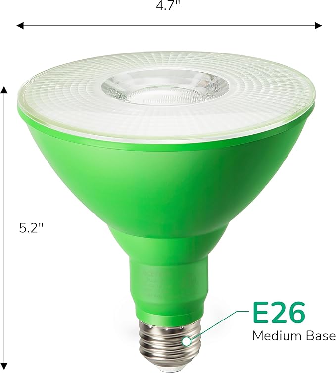 EDISHINE St.Patrick's Day/Easter Decorations PAR38 Green LED Flood Light Bulbs, Dimmable LED Light Bulb, 18W(120W Equivalent), Outdoor Weatherproof Light Bulb, E26 Base, 2 Pack