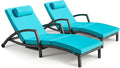 Chaise Lounge Chairs Outdoor Comfy Outside Wicker Patio Pool Lounge Chair w/ 5 Adjustable Back Angle Cup Holder Thicken Cushion