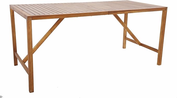 Tangkula 67" Acacia Wood Outdoor Dining Table for 6, Rectangle 6-Person Patio Table with 2" Umbrella Hole & Spacious Slatted Tabletop, Indoor Outdoor Dining Furniture for Deck, Garden, Poolside & Yard