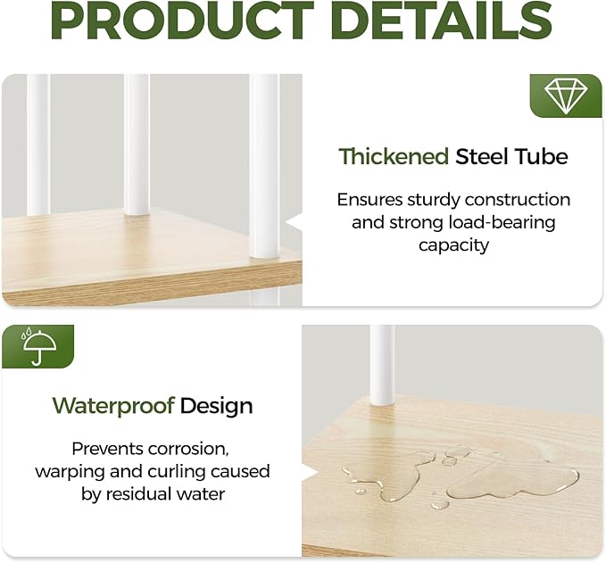 Bamworld Tall Plant Stand Indoor 6 Tier Plant Shelf for Multiple Plants, Tiered Flower Pot Stands for Patio Garden Balcony Living Room Bedroom, White