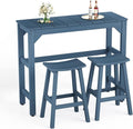 Stoog All-Weather Patio Bar Set, 3-Pieces Outdoor Bar Table and Stools Set, Counter Height Bar Stools Set of 2, Low Maintenance, for Backyard, Garden, Balcony, and Deck, Blue