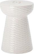 Safavieh Castle Gardens Collection Daphne White Glazed Ceramic Garden Stool