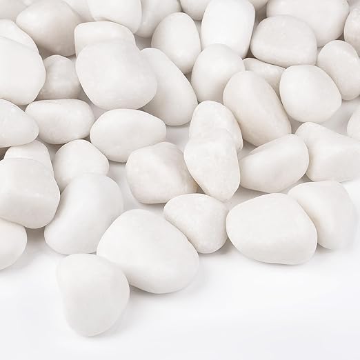 30 lbs White Rocks for Landscaping, 1-2 inch Decorative Rocks for Plants Indoor, Large Polished River Rocks for Garden, Outdoor Landscaping, Walkways, Yard, Plants Pots, Vases, Crafts