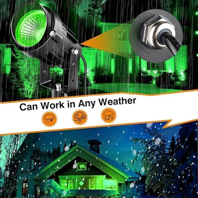 Halloween Christmas Outdoor Spotlights Green Landscape Lights Outdoor Spotlight,1 Pack 110v Plug-in Outdoor Waterproof Green Halloween Christmas Spotlights for Garden Pathway Tree Yard