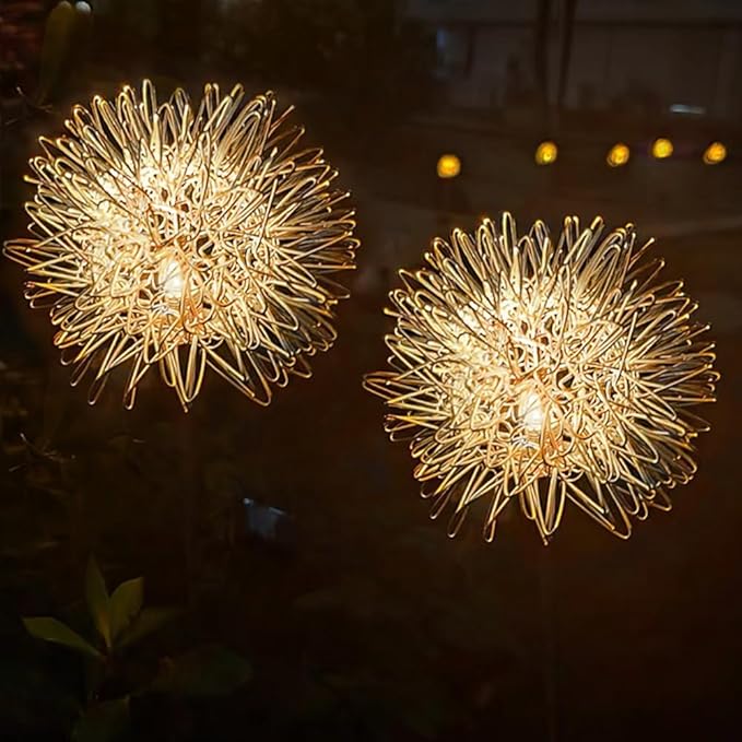 GUOCHENG Dandelion Solar Garden Lights Waterproof Outdoor LED Landscape Lights, Solar Flower Lights for Courtyard Pathway Flowerbed Patio Lawn Décor(2Pcs)