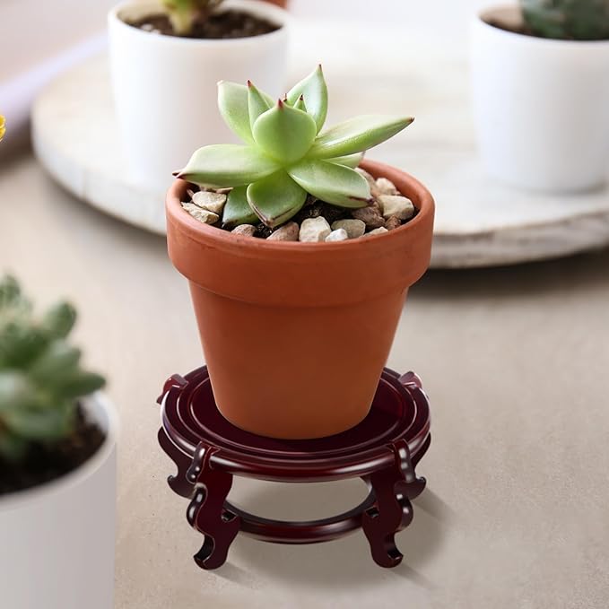 Geetery 2 Pcs 4 to 12 in Wooden Plant Stands Indoor Chinese Oriental Plant Stand for Vase Fishbowl Flower Pot Lamp Redwood Base Vintage Display Rack Decor(6 Inch)