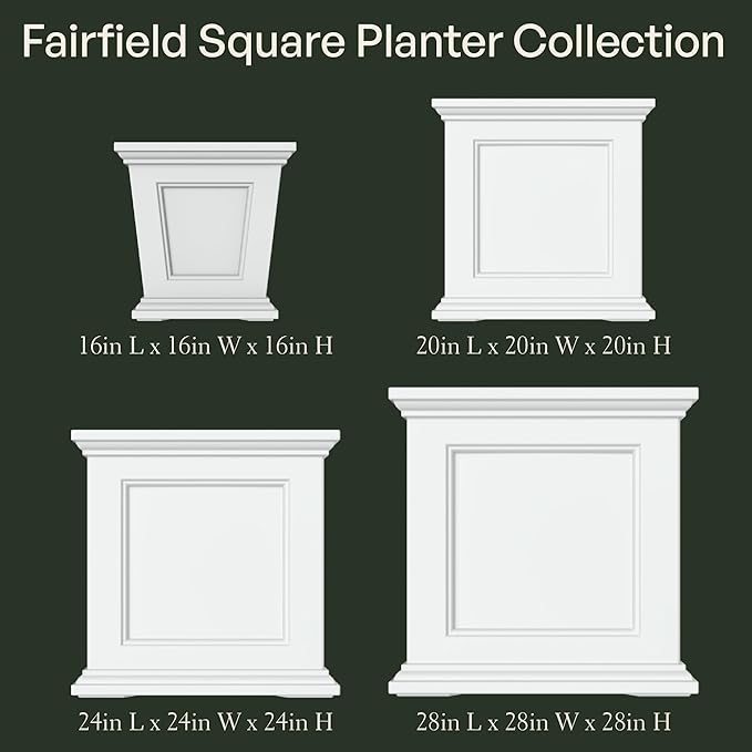 Mayne Fairfield 24-Inch Self Watering Square Planter Box, Weather-Resistant and Durable, Ideal for Indoor and Outdoor Use, Perfect for Patio, Porch, or Entryway