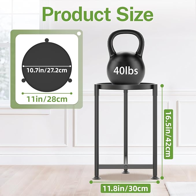 iDavosic.ly 1 Tier Corner Plant Stand Indoor, 16 Inch Tall Vertical Metal Flower Heavy Duty Pot Holder Shelf Outdoor for Patio Porch Living Room, Modern Black