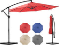 OLIXIS 9.7FT Offset Patio Umbrella with Base, Cantilever Table Umbrellas for Outdoor Sun Shade UV Protection with Easy Tilt Adjustment, 8 Ribs for Backyard, Lawn, Garden, Pool - Red