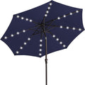 JEAREY 9FT Outdoor Patio Umbrella with Solar Lights, LED Lighted Pool Umbrella with Tilt and Crank, Outdoor Table Umbrellas for Deck, Yard & Market (9ft, Navy Blue)