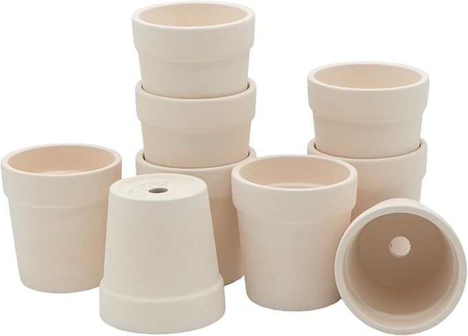 4E's Novelty Ceramic Flower Pots with Drainage Holes, 3.14", Pack of 12, Small Clay Garden Planters for Succulents, Cactus, Plants, DIY Easter Spring Craft Activity