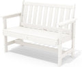 SERWALL Outdoor Bench, HDPE Outdoor Benches Weatherproof, 2-Person Garden Bench with 660 lbs Weight Capacity, Patio Benches for Outdoors, Garden, Porch, Backyard and Park, White