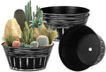 vensovo 10 Inches Black Metal Rustic Plant Pots - 4 Pcs Large Shallow Galvanized Planters with Drain Hole and Rubber Plug, Rustproof Tin Bucket Succulent Pot Indoor Farmhouse Vintage Style for Decor