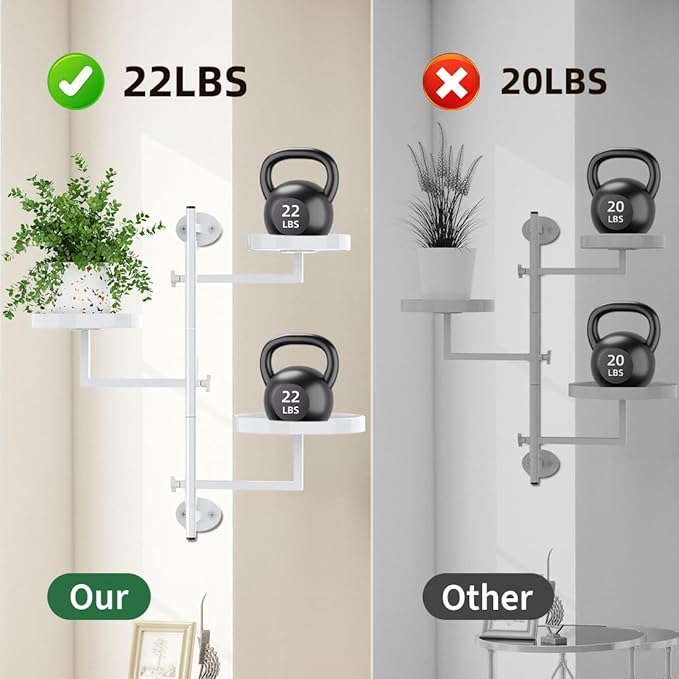 Plant Holder Indoor Rotating Window Plants Shelves Metal Wall Plant Stand 3 Tier Wall Planters for Indoor Plants, for Outdoor, Patio, White