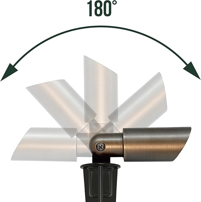 GKOLED 6 Pack Mini Size Brass Landscape Spotlight, Low Voltage 12V AC/DC Outdoor Directional Up Light, 180 LM, 3W MR8 LED Bulb ABS Ground Stake, 2700K Warm White, Garden Patio Trees Spot Uplight