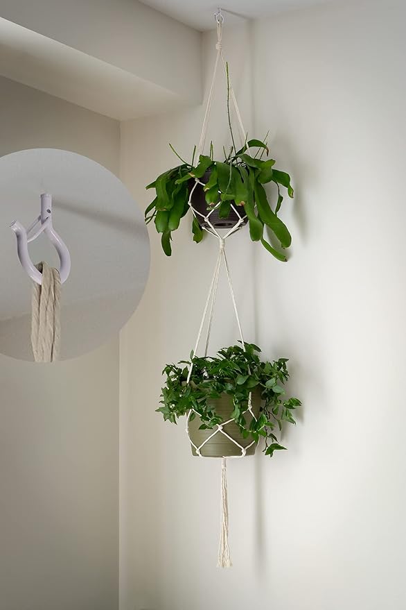 PlusRoc 40 Pack Ceiling Hooks for Hanging Plants Outdoor String Lights Heavy Duty, 2.2 Inch Eye Hook Screw in Cup Hooks Q-Hanger for Patio Lights, Wall Wood Fence Deck Mount(White)