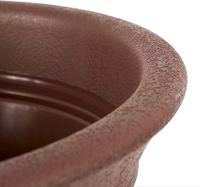 The HC Companies Sierra Round Self-Watering Pot - Lightweight Plastic Planter for Herbs & More - Durable Plant Pots for Indoor Plants & Outdoor Plants (10” Rustic Redstone, Pack of 1)