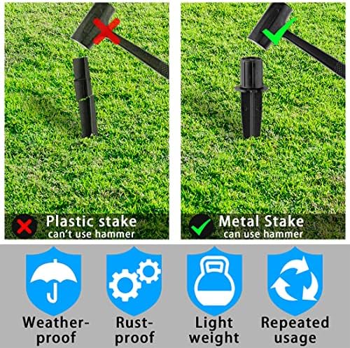 Metal Stakes Solar Lights Replacement Spike - Outdoor Ground Stake for Backyard Garden Lights Landscape Yard Pathway Patio Lamps Pole (Metal-8 Pack) - 0.78x5.36 inches