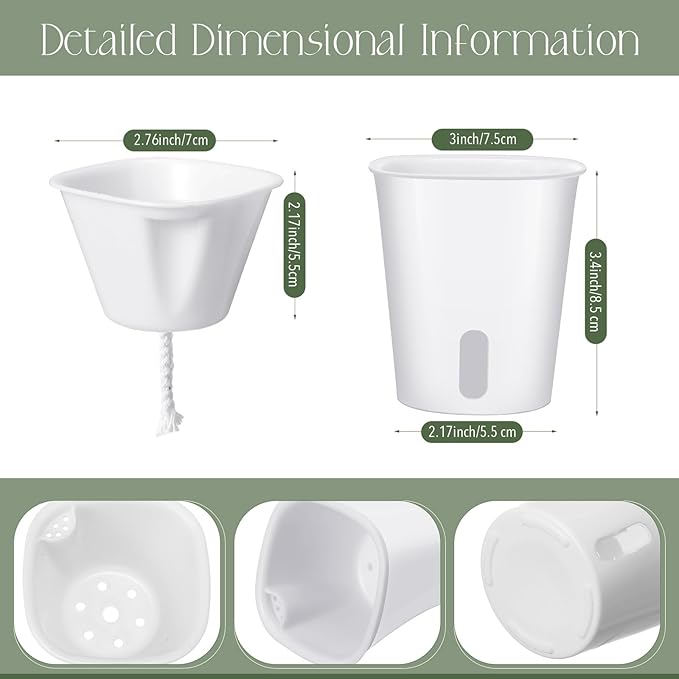 10 Pcs 3 Inch Self Watering Pots Self Watering Planters for Indoor Planters Plastic Garden Flower Pots with Level Indicator Vents for Herbs