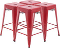 FDW Metal Bar Stools Set of 4 Counter Height Bar Stools 24 Inches Industrial Bar Chairs Patio Stool Stackable Backless Stool Indoor Outdoor Metal Kitchen Stools Bar Chairs (Red, 24")