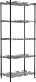 REGILLER 5-Wire Shelving Metal Storage Rack Adjustable Shelves,Standing Storage Shelf Units for Laundry Bathroom Kitchen Pantry Closet(Black,11.8" D x 21.2" W x 53.5" H)