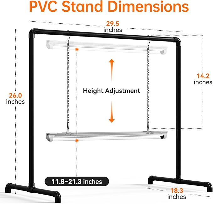 Bstrip Grow Light Stand, 2ft 24W Grow Light for Indoor Growing, Full Spectrum LED Plant Light for Seed Starting, Height Adjustable, Large 29.5" L x 18.3" W x 26.0" H
