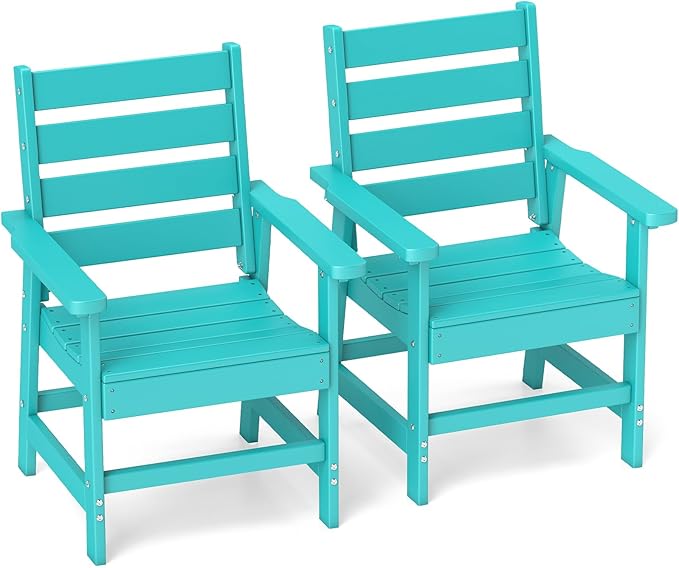 GREENVINES Outdoor Dining Chairs Set of 2 | HDPE | Patio Chair | All-Weather | Aqua