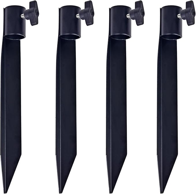 Outdoor Metal Stakes for Ground, Garden Stakes for Lights,Used for Replacement Metal Ground Spike in Live Flame Torches and Solar Lights-6.7 Inch (Black 4 Pack)