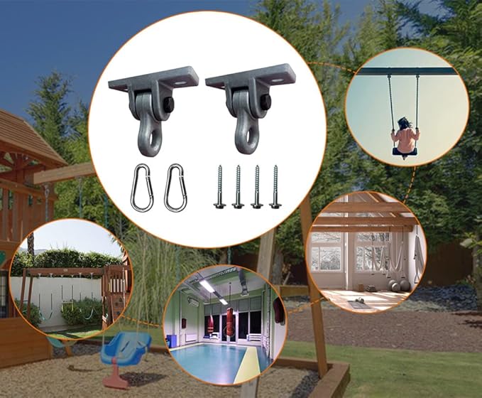 Heavy Duty Blue Swing Hangers Screws Bolts Included Over 5000 lb Capacity Playground Porch Yoga Seat Trapeze Wooden Sets Indoor Outdoor (4 Pack)