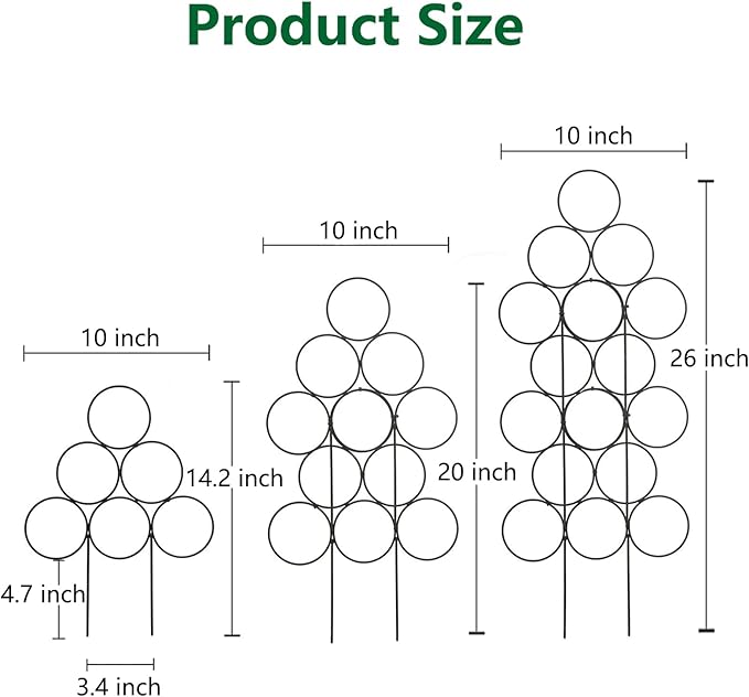 Trellis for Climbing Plants Indoor, 3 Pack Stackable Garden Trellis for Potted Plant Support, 14.2 Inch Small Houseplant Metal Wire Trellis for Vine Ivy Rose Plant Trellis (Black)