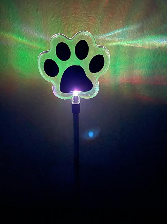Solar Garden Stake Lights with Color Changing LED or Regular White LED Landscape Path Lights (Set of 2) (Dog Paw)