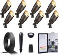 Gardenreet Brass Low Voltage Landscape Spotlights(8-Pack) Kit 12V LED with 150W Low Voltage Transformer and Mechanical Timer and 100FT Wire and 40Pack Connectors for Outdoor House Garden Patio