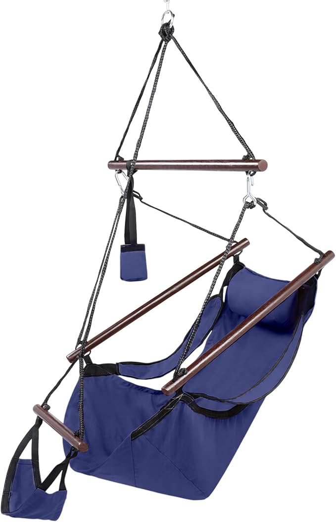 ONCLOUD Upgraded Unique Hammock Hanging Sky Chair, Air Deluxe Swing Seat with Rope (Navy Blue)