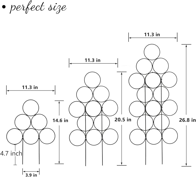 Plant Trellis for Climbing Plants Indoor Outdoor, Trlzey 3 Pack Stackable Metal Trellis - Small Garden Trellis for Potted Plants, Vine Support for Ivy, Flowers, DIY Home Deco
