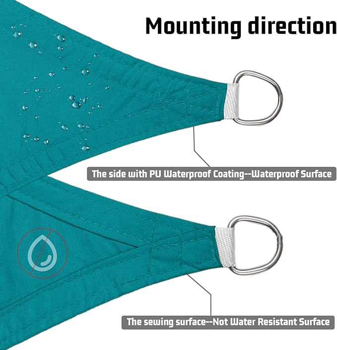 LOVE STORY Right Triangle 12'x15'x19.2' Waterproof Sun Shade Sail Canopy UV Block for Outdoor Patio Backyard Carport,Turquoise Blue(We Make Custom Size)