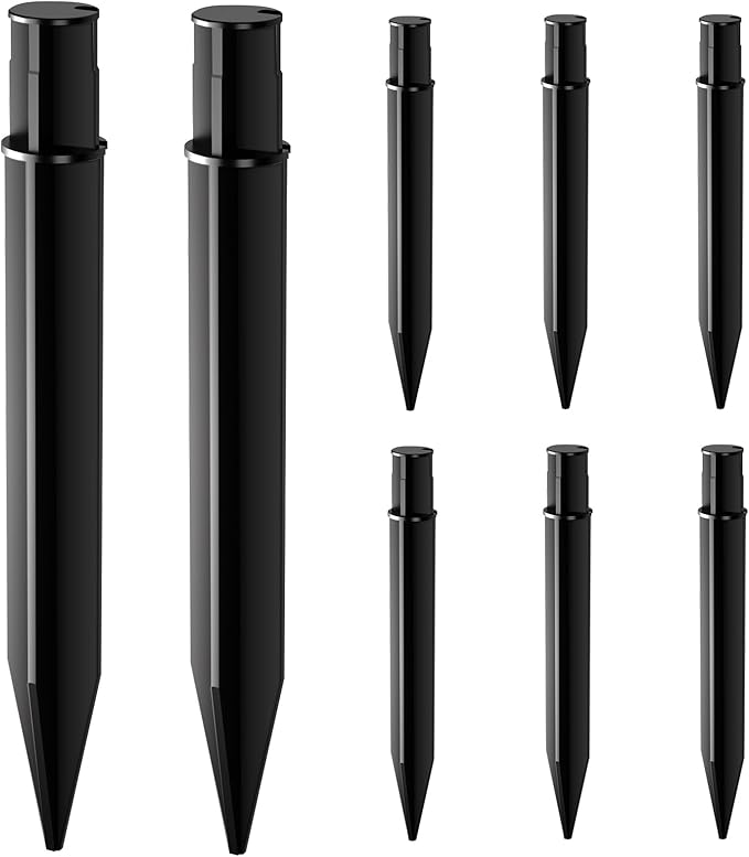8 Pack Reinforced Ground Stakes, 0.83" x 8.27" Solar Lights Spikes, ABS Plastic Replacement Nails for Solar Pathway Lights Spot Lights Torch Lights Garden Lights