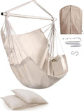 Miztli Hammock Chair with Hanging Chair Cover – 2 Cushions, Steel Spreader Bar with Anti-Slip Rings, Comfortable Indoor & Outdoor Hanging Chair – Includes Protective Waterproof Cover (57x45.5 in)