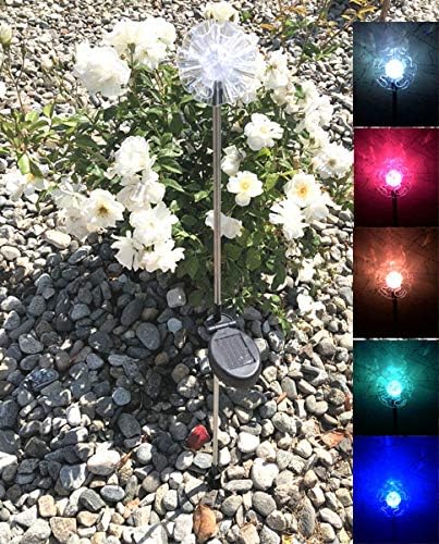 Solar Garden Stake Lights with Color Changing LED or Regular White LED Landscape Path Lights (Set of 2) (Hydrangea Flower)