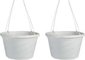 The HC Companies 12 Inch Euro Hanging Planters, Lightweight UV-Resistant Plastic Hanging Planters for Indoor & Outdoor Plants, 2-Pack Hanging Flower Pots for Garden, Patio & Home Decor, White