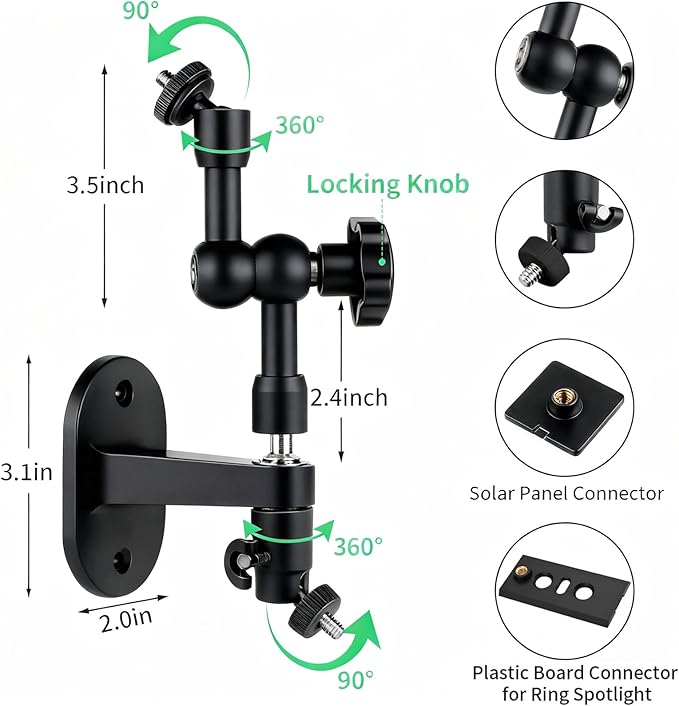 2-in-1 Wall Mount for Solar Panel, Stick Up Cam Battery, Spotlight Cam and Spotlight Cam Plus/Pro(Battery), Adjustable Angle to Get Maximum Sunlight for Your Solar Panel