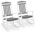 VINGLI Wooden Rocking Chair, Outdoor Chair with 450 lbs Support, Relaxing Rocker with Solid Wood High Back Seat Reclining Seat for Deck, Garden, Backyard, Porch (White & Grey, 2PCS)