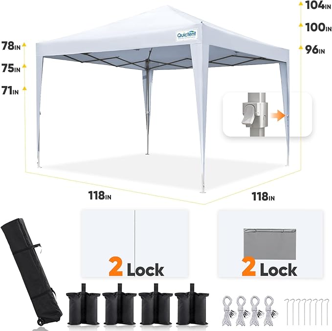 Quictent Privacy 10x10 Pop up Canopy Tent with Sidewalls and Roll-up Ventilated Windows, One Person Easy Setup, Outdoor Commercial Gazebo Shelter Enclosed Waterproof, Bonus 4 Sandbags