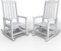 Oversized Rocking Chair Set of 2, Outdoor Rocking Chair for Adults, All Weather Resistant Porch Rocker for Lawn Garden, White