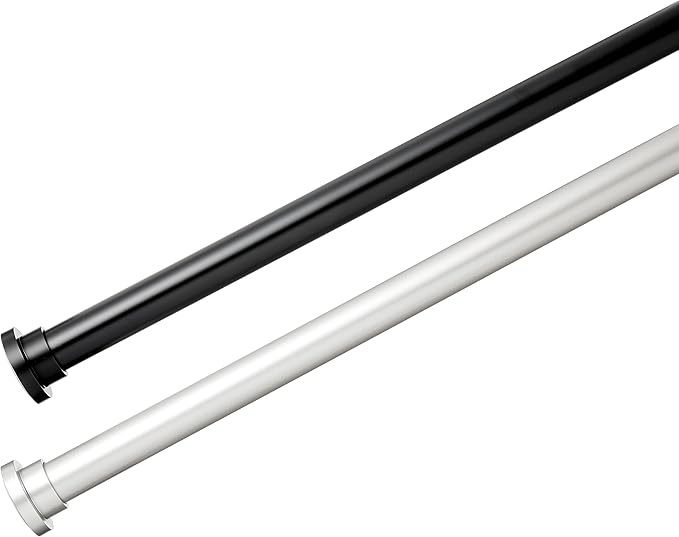 Amazon Basics No Drill Adjustable Indoor Outdoor Tension Curtain Rod, 54-90" Length, Nickel