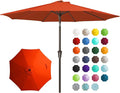 JEAREY 9FT Outdoor Patio Umbrella Outdoor Table Umbrella with Push Button Tilt and Crank, Market Umbrella 8 Sturdy Ribs UV Protection Waterproof for Garden, Deck, Backyard, Pool (Orange)