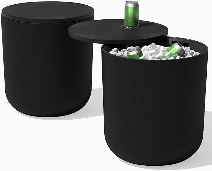 Veradek Kona Cooler Side Table – 2-in-1 Outdoor Patio Side Table w/Cooler | Insulated 40L Capacity | Modern Accent Décor for Hosting, BBQ, Poolside