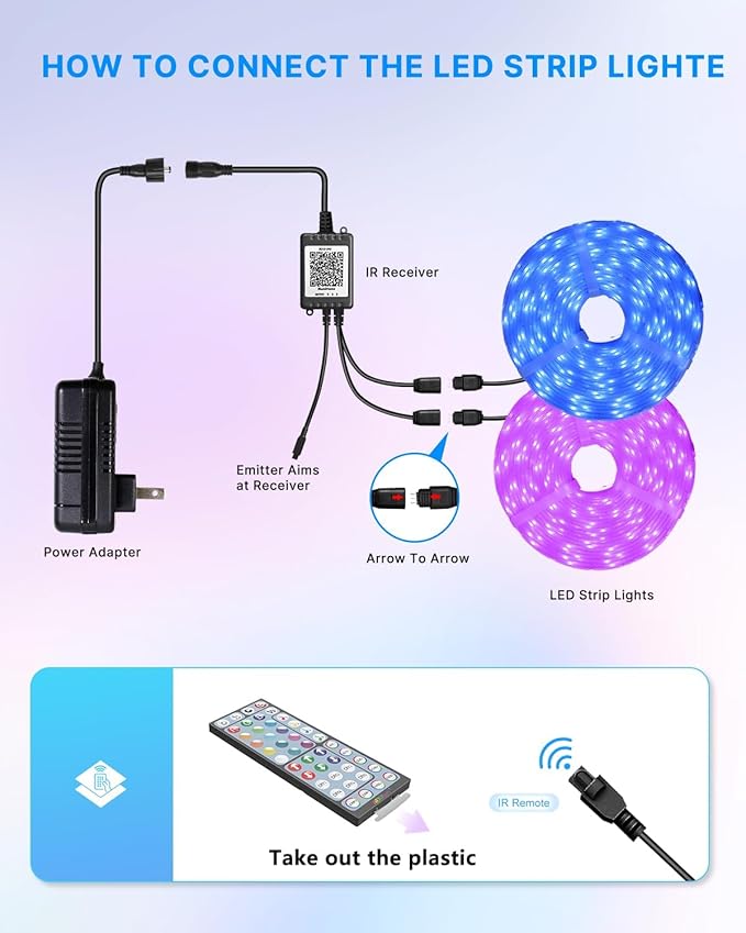 100FT Outdoor LED Strip Lights Waterproof (2 Rolls of 50ft) IP65 Led Strip Lights with Remote, RGB Color Changing Christmas Rope Lights for Outside