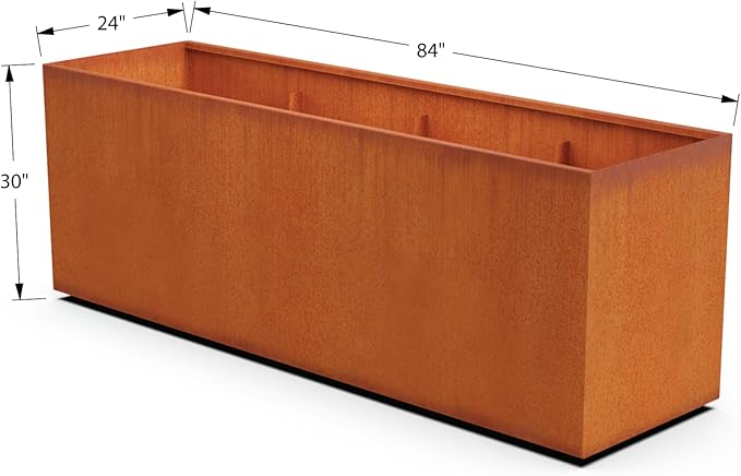 Plantercraft Corten Steel Planter 84x24x30 | Large Rectangular Planters for Outdoor Plants & Patios | Extra Large Heavy Duty Metal Planter Box for Privacy & Gardening