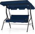 Tangkula 3 Person Porch Swing, Patio with Removable Cushion & Powder-Coated Steel Frame, Outdoor Swing with Canopy for Porch, Backyard, Garden, Balcony(Navy)